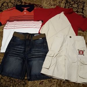 Boys sz 8 bundle - 2 polo shirts and 2 shorts